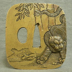 [ Shinchu-Ji Nadekaku-Gata Takabori Zogan Tsuba ]Head