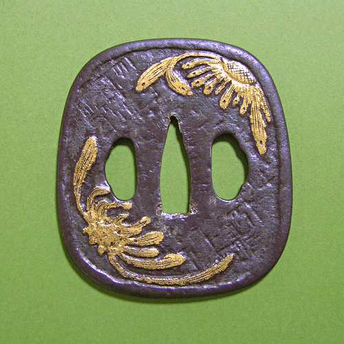 [ Kiku and Ume Flowers ] Higo-Tsuba